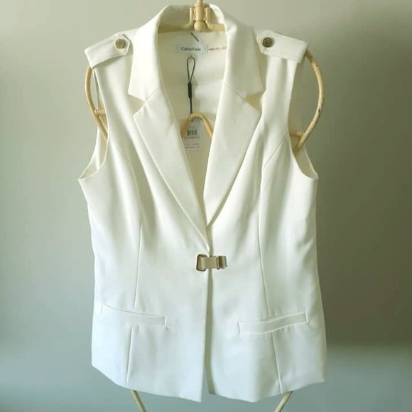 Calvin Klein Jackets & Blazers - NWT Calvin Klein Cream Vest Jacket. 🇨🇦 Size 10.